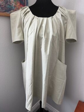 The Attico Join Us Upstairs Light Sage Pleated Pocket Tunic Dress Size S